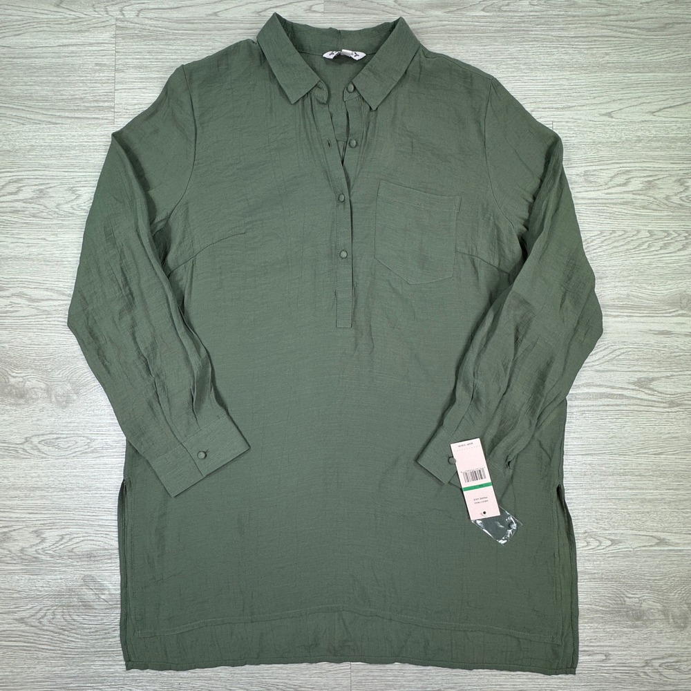 Nanette Nanette Lepore Womens‎ Top Prairie Sage Green Large NWT Tunic Shirt